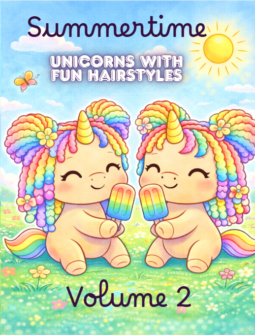 Summertime Unicorns Summer Coloring Book - Vol 2