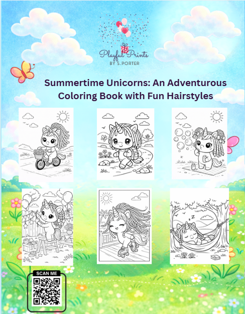 Summertime Unicorns Summer Coloring Book - Vol 1