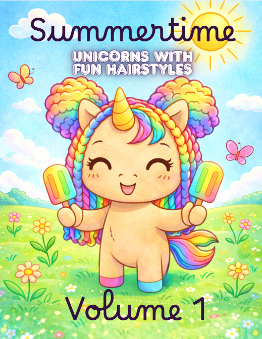 Summertime Unicorns Summer Coloring Book - Vol 1