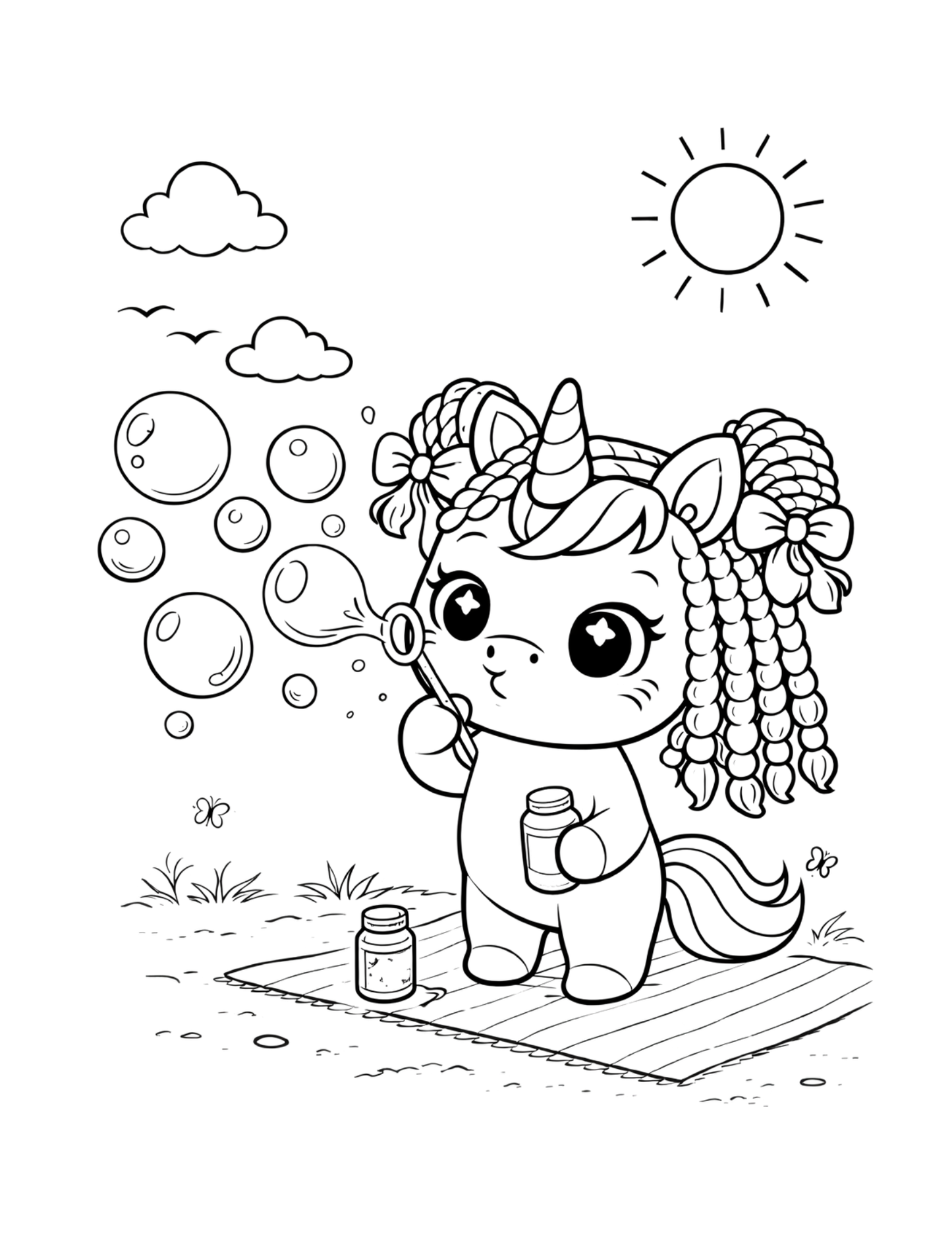 Summer Unicorn Coloring Pages Printable (45 Pages, Ages 4–6, Instant Download)