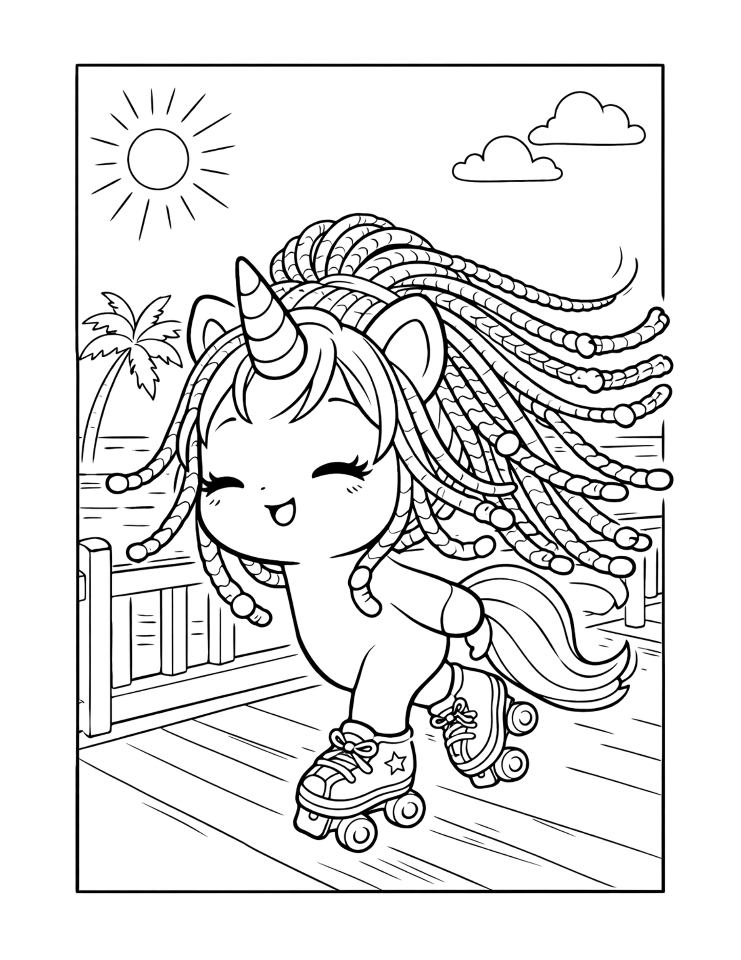 Summer Unicorn Coloring Pages Printable (45 Pages, Ages 4–6, Instant Download)
